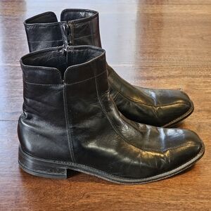 Florsheim Mens Boots Duke Genuine Leather Bike Toe With Zippers Black Color
